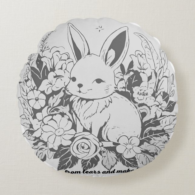 Bleibe weg von Tränen und mach glücklichRundpilz Rundes Kissen (Vorderseite)