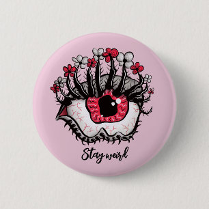 Bleibe Weiher Horror Pastel Goth Eye Macabre Pink Button