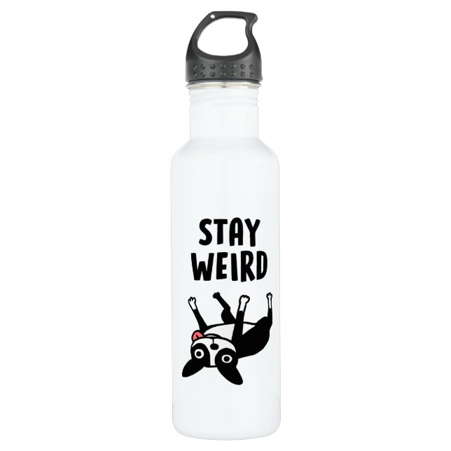 Bleibe Weird Funny Boston Terrier Dog Edelstahlflasche (Vorderseite)