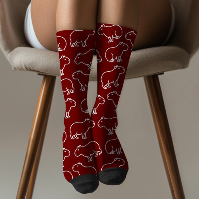 Bleibe Weird Funny Capybara Muster Socken (This quirky and minimalist capybara pattern is a playful celebration of individuality and charm. )