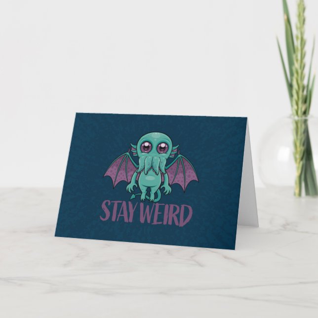 Bleibe Weird Niedlich Cthulhu Monster Karte (Vorderseite)