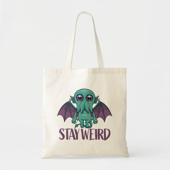 Bleibe Weird Niedlich Cthulhu Monster Tragetasche (Vorne)
