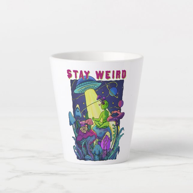 Bleibe Weird Psychedelic UFO Milchtasse (Vorderseite)