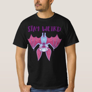 Bleibe Weird Quirky Albino Vampire Bat Cartoon T-Shirt