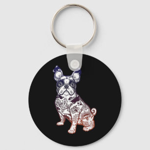 Bleibe Weird - Vintager Bulldog Tattoo Pet Lov Schlüsselanhänger