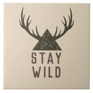 Bleibe Wild Antlers Typografie Fliese