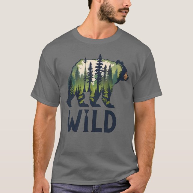 Bleibe Wild Bear T-Shirt - Abenteuer wartet! (Vorderseite)