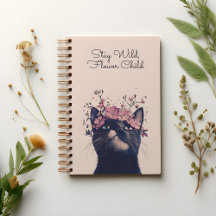 Bleibe Wild, Blume Child Cat BlumengussNotebook