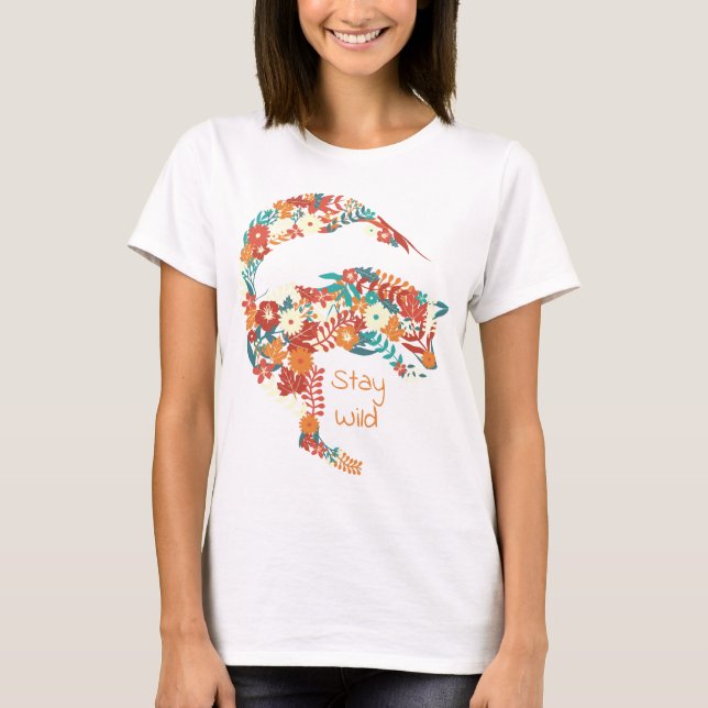 Bleibe Wild floral Pouncing Fox T-Shirt (Vorderseite)