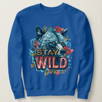 Bleibe Wild Grizzly Bear Graphic T-Shirt Sweatshirt