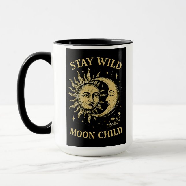 Bleibe Wild Moon Child Art Tasse (Links)