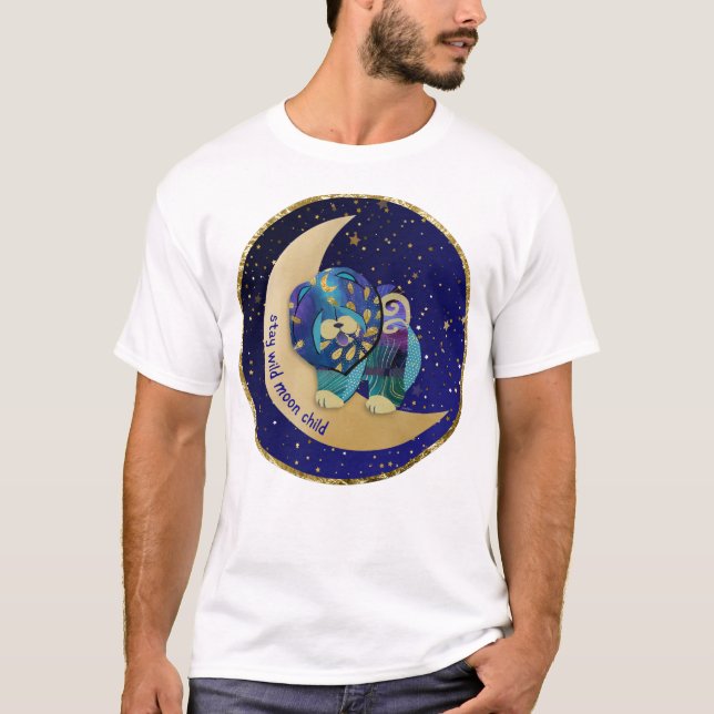 BLEIBE WILD MOON CHILD Chow Hund WHITE Shirts (Vorderseite)
