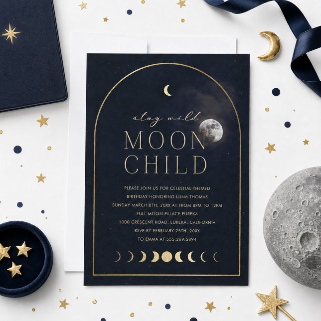 Bleibe Wild Moon Child Geburtstag Einladung (Von Creator hochgeladen)