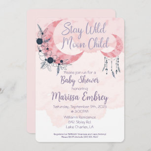 Bleibe Wild Moon Child Hippie Baby Shower Einladun Einladung