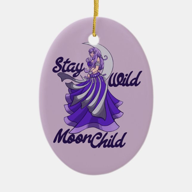 Bleibe Wild Moon Child Moon Goddess Art MoonChild Keramik Ornament (Vorne)