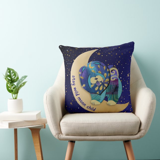 BLEIBE WILD MOON KIND Dog Servietten Kissen (Stuhl )