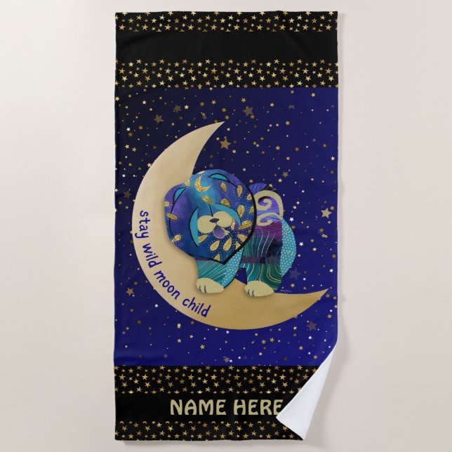 BLEIBE WILD MOON KIND KLEINER KUCHEROBERFLÄCHE STRANDTUCH (Vorderseite)