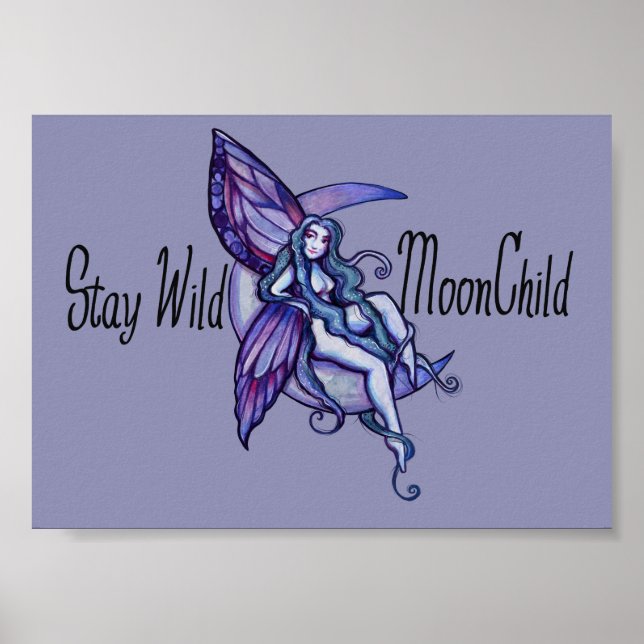 Bleibe Wild MoonChild Moon Kindermädchen Lila Poster (Vorne)