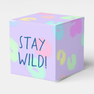 "Bleibe Wild!" Pastel Rainbow Leopard Print Geschenkschachtel