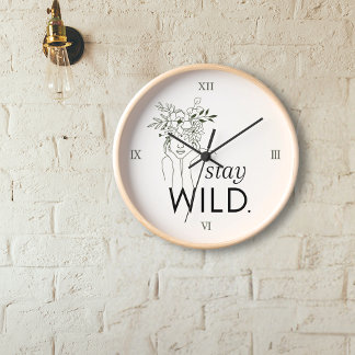 Bleibe Wild Roman Numerals Blumenwall Uhr