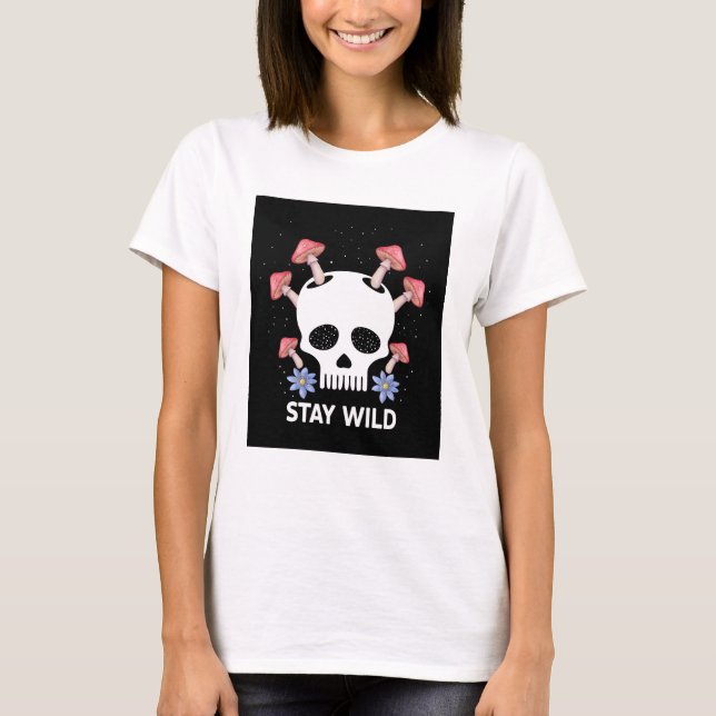 Bleibe Wild Schädelpilze svg, Style Human Skull S T-Shirt (Vorderseite)