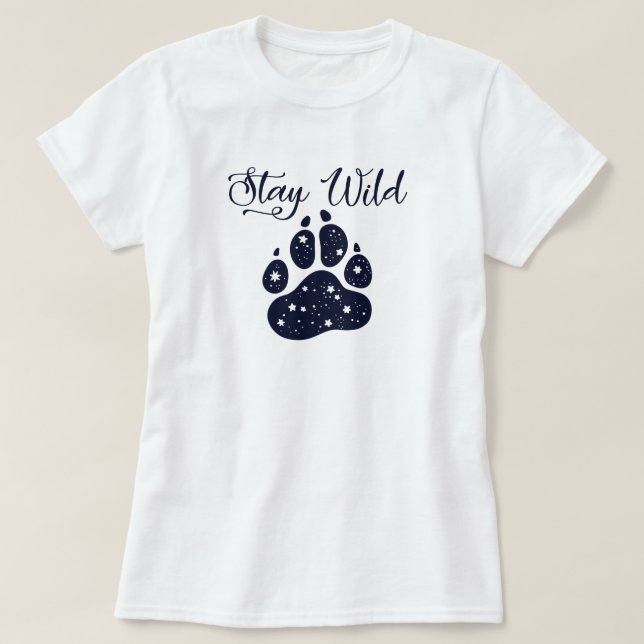 Bleibe Wild Wolf Paw T - Shirt (Design vorne)