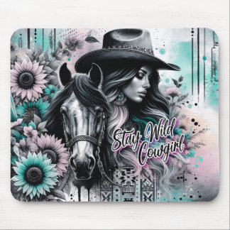 Bleibe wilder Cowgirl-Western Mousepad