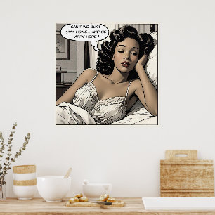 Bleibe Zuhause 1950er Jahre Romance Comic Poster