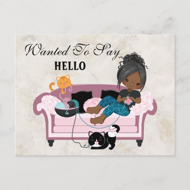 Bleibe Zuhause-Knittern Postkarte (Vorderseite)