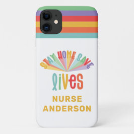 Bleibe Zuhause rette Leben Regenbogen farbig Case-Mate iPhone Hülle