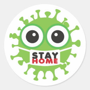 Bleibe Zuhause Runder Aufkleber