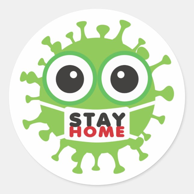 Bleibe Zuhause Runder Aufkleber (Vorderseite)