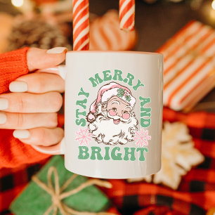 Bleiben Sie fröhlich & hell Vintag Weihnachtsmann  Tasse