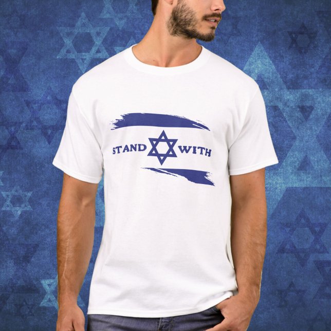 Bleiben Sie mit der Blauen und Weißen Flagge Israe T-Shirt (Von Creator hochgeladen)