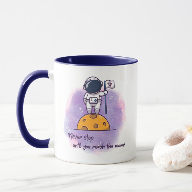 Bleiben Sie nie stehen, bis Sie die Mondkaffee-Tas Tasse (Mit Donut)