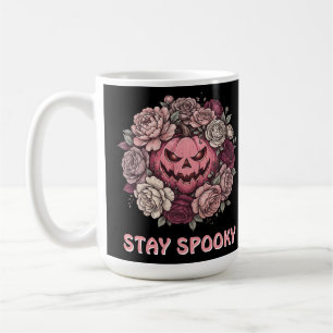 Bleibende Gruselige Pinke Kürbisblumenkrone Kaffeetasse