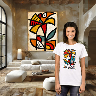 Bleibende Lebendige Farbige Studentenblume Tribal T-Shirt