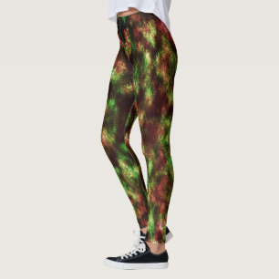 Bleibt grün, rot braun mit Federn-Effekt. Leggings