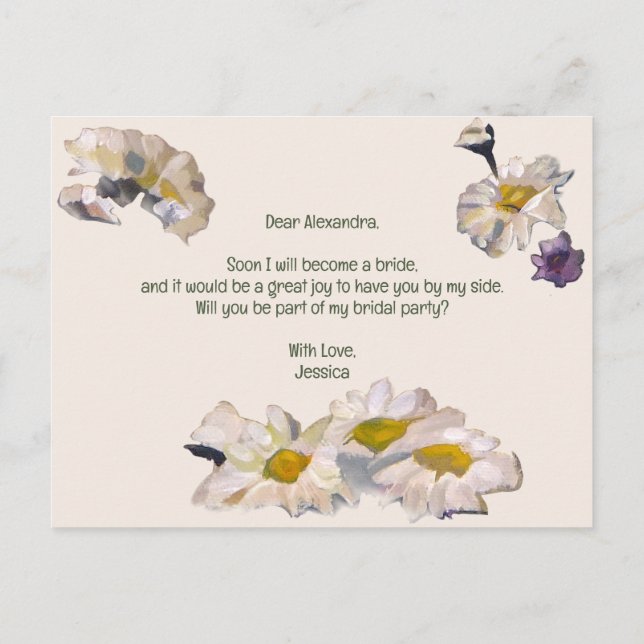 Bleibt mein Blumenmädchen Einladungspostkarte (Rückseite)