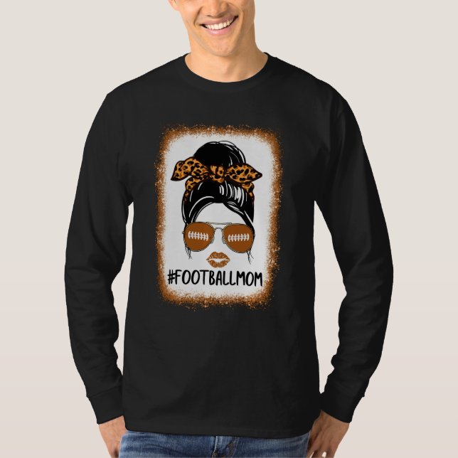 Bleiche Football Mama Leben mit Leopard und Messin T-Shirt (Vorderseite)