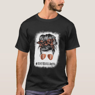 Bleiche Football Mama Leben mit Leopard und Messin T-Shirt