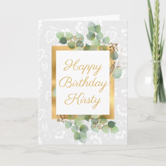 Bleiche Gold Foil Glitter Geburtstag Karte (Vorderseite)