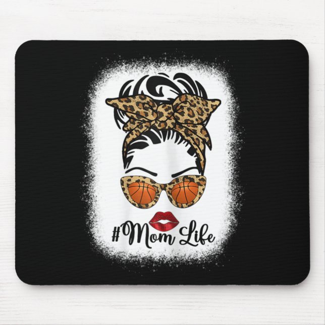 Bleiche Mama Life Messy Bun Basketball Haare Mothe Mousepad (Vorne)