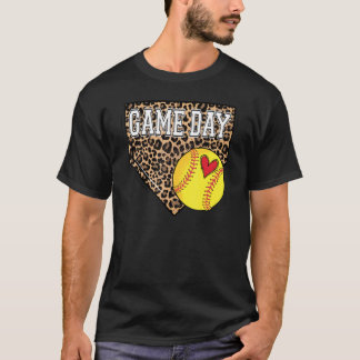 Bleiche Softball Game Day Vibes Leopard Softball T-Shirt