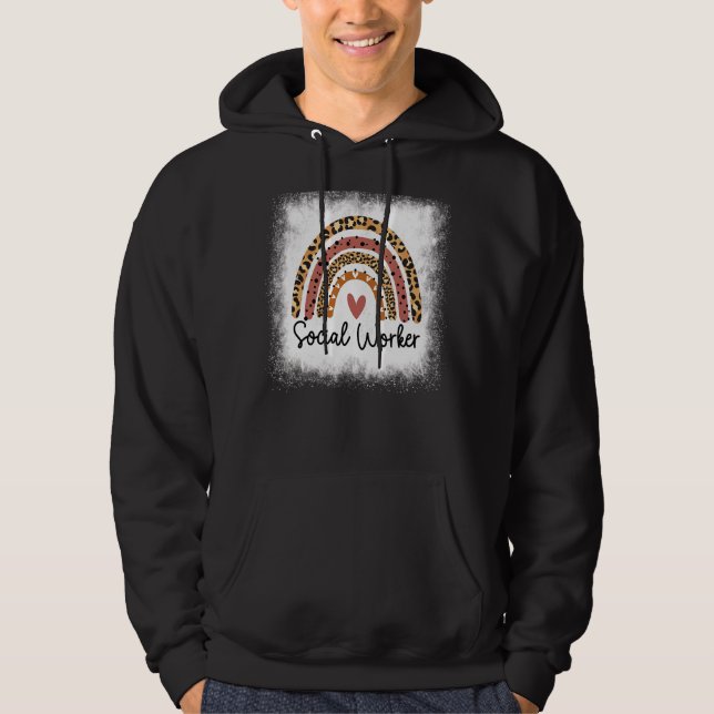 Bleiche Sozialarbeiter Leopard Rainbow Social Work Hoodie (Vorderseite)