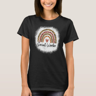 Bleiche Sozialarbeiter Leopard Rainbow Social Work T-Shirt