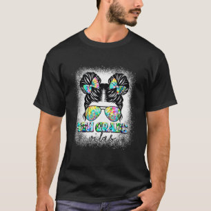 Bleichen 4. Klasse Vibes Messy Bun Gefärbte Krawat T-Shirt