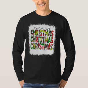 Bleichen frohe Weihnachten gestapelt Leopard Weihn T-Shirt