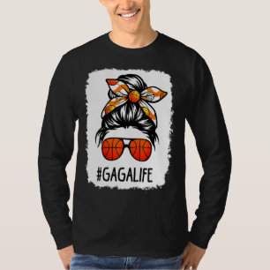Bleichen Gaga Life Messy Hair Bun Basketball Mothe T-Shirt