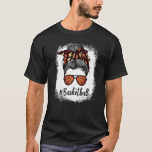 Bleichen Mama Leben Basketball Mama Leopard Messy  T-Shirt